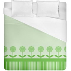 Floral Stripes Card In Green Duvet Cover (king Size) by Simbadda