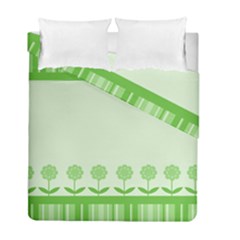 Floral Stripes Card In Green Duvet Cover Double Side (full/ Double Size)