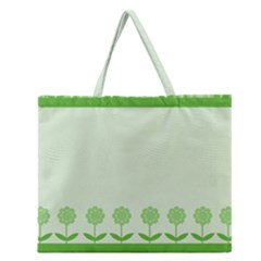 Floral Stripes Card In Green Zipper Large Tote Bag