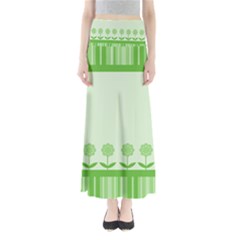 Floral Stripes Card In Green Maxi Skirts by Simbadda