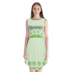 Floral Stripes Card In Green Sleeveless Chiffon Dress   by Simbadda