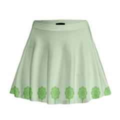 Floral Stripes Card In Green Mini Flare Skirt by Simbadda