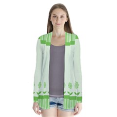 Floral Stripes Card In Green Cardigans