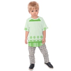 Floral Stripes Card In Green Kids  Raglan Tee