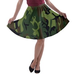 Military Camouflage Pattern A-line Skater Skirt