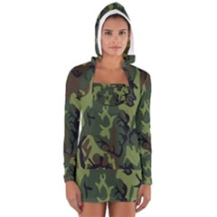 Military Camouflage Pattern Women s Long Sleeve Hooded T-shirt