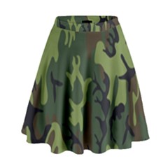 Military Camouflage Pattern High Waist Skirt