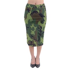 Military Camouflage Pattern Midi Pencil Skirt