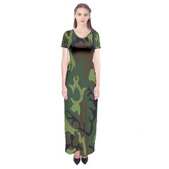 Military Camouflage Pattern Short Sleeve Maxi Dress by Simbadda