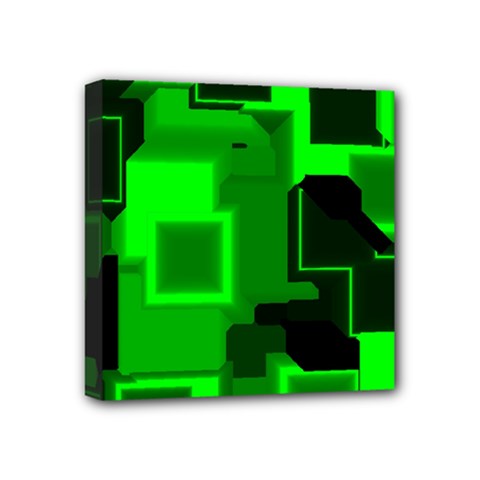 Green Cyber Glow Pattern Mini Canvas 4  X 4  by Simbadda