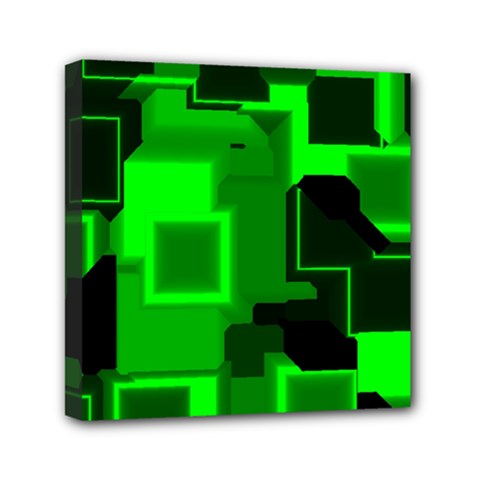 Green Cyber Glow Pattern Mini Canvas 6  X 6  by Simbadda