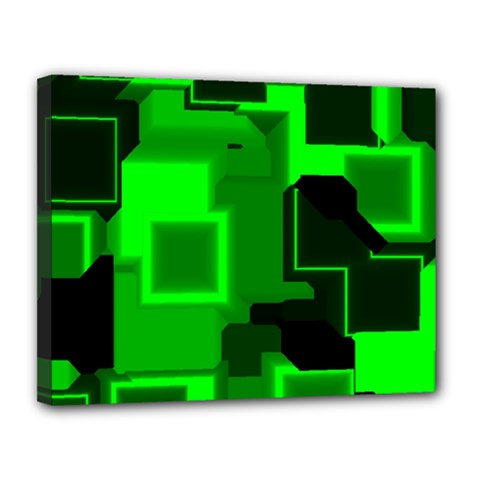 Green Cyber Glow Pattern Canvas 14  X 11  by Simbadda