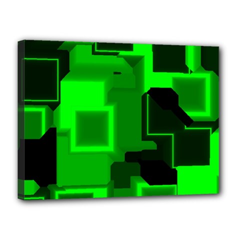 Green Cyber Glow Pattern Canvas 16  X 12  by Simbadda