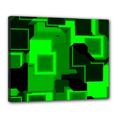 Green Cyber Glow Pattern Canvas 20  X 16  by Simbadda