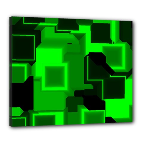 Green Cyber Glow Pattern Canvas 24  X 20  by Simbadda