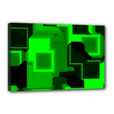 Green Cyber Glow Pattern Canvas 18  X 12  by Simbadda