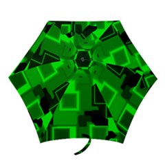 Green Cyber Glow Pattern Mini Folding Umbrellas