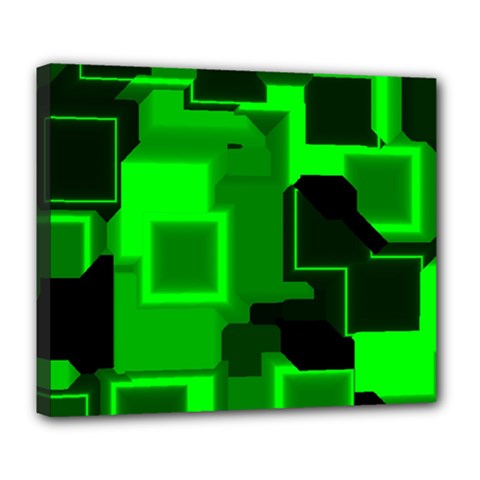 Green Cyber Glow Pattern Deluxe Canvas 24  X 20   by Simbadda