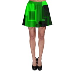 Green Cyber Glow Pattern Skater Skirt by Simbadda