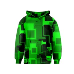 Green Cyber Glow Pattern Kids  Pullover Hoodie by Simbadda