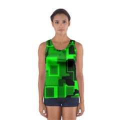 Green Cyber Glow Pattern Women s Sport Tank Top 