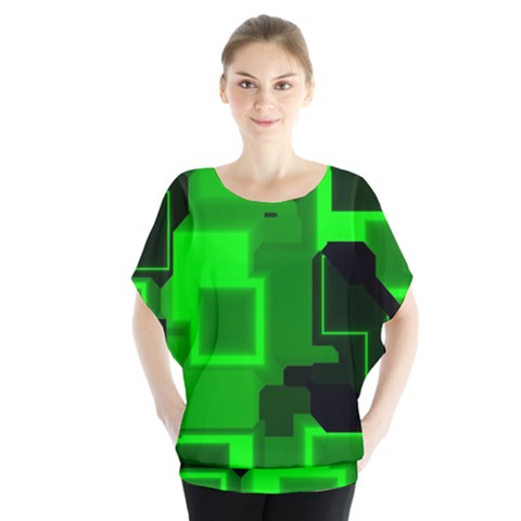 Green Cyber Glow Pattern Blouse by Simbadda