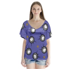 Rockets In The Blue Sky Surrounded Flutter Sleeve Top by Simbadda