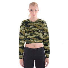 Military Vector Pattern Texture Women s Cropped Sweatshirt