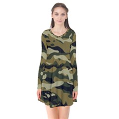 Military Vector Pattern Texture Flare Dress