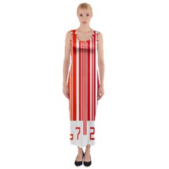 Colorful Gradient Barcode Fitted Maxi Dress