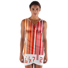 Colorful Gradient Barcode Wrap Front Bodycon Dress by Simbadda