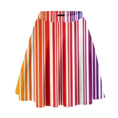 Colorful Gradient Barcode High Waist Skirt by Simbadda