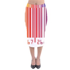 Colorful Gradient Barcode Velvet Midi Pencil Skirt by Simbadda