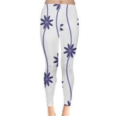 Geometric Flower Seamless Repeating Pattern With Curvy Lines Leggings  by Simbadda