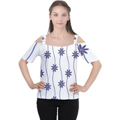 Geometric Flower Seamless Repeating Pattern With Curvy Lines Women s Cutout Shoulder Tee