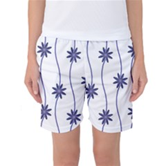 Geometric Flower Seamless Repeating Pattern With Curvy Lines Women s Basketball Shorts