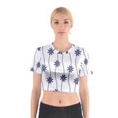 Geometric Flower Seamless Repeating Pattern With Curvy Lines Cotton Crop Top