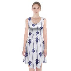 Geometric Flower Seamless Repeating Pattern With Curvy Lines Racerback Midi Dress