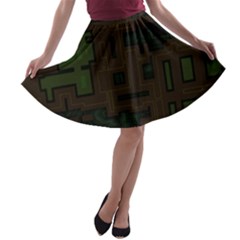 Circuit Board A Completely Seamless Background Design A-line Skater Skirt by Simbadda