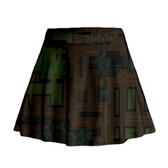 Circuit Board A Completely Seamless Background Design Mini Flare Skirt by Simbadda