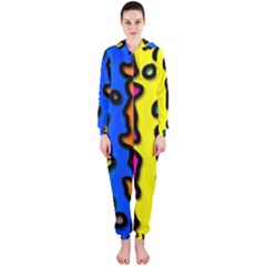 Digitally Created Abstract Squiggle Stripes Hooded Jumpsuit (ladies)  by Simbadda