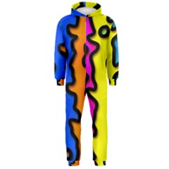 Digitally Created Abstract Squiggle Stripes Hooded Jumpsuit (men)  by Simbadda