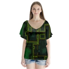 A Completely Seamless Background Design Circuit Board Flutter Sleeve Top