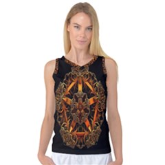 3d Fractal Jewel Gold Images Women s Basketball Tank Top