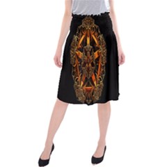 3d Fractal Jewel Gold Images Midi Beach Skirt