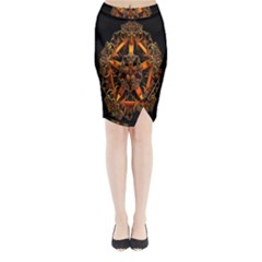 3d Fractal Jewel Gold Images Midi Wrap Pencil Skirt