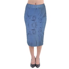 Zoom Digital Background Velvet Midi Pencil Skirt