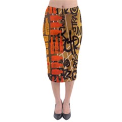 Graffiti Bottle Art Midi Pencil Skirt