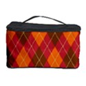 Argyle Pattern Background Wallpaper In Brown Orange And Red Cosmetic Storage Case View1