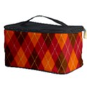 Argyle Pattern Background Wallpaper In Brown Orange And Red Cosmetic Storage Case View3